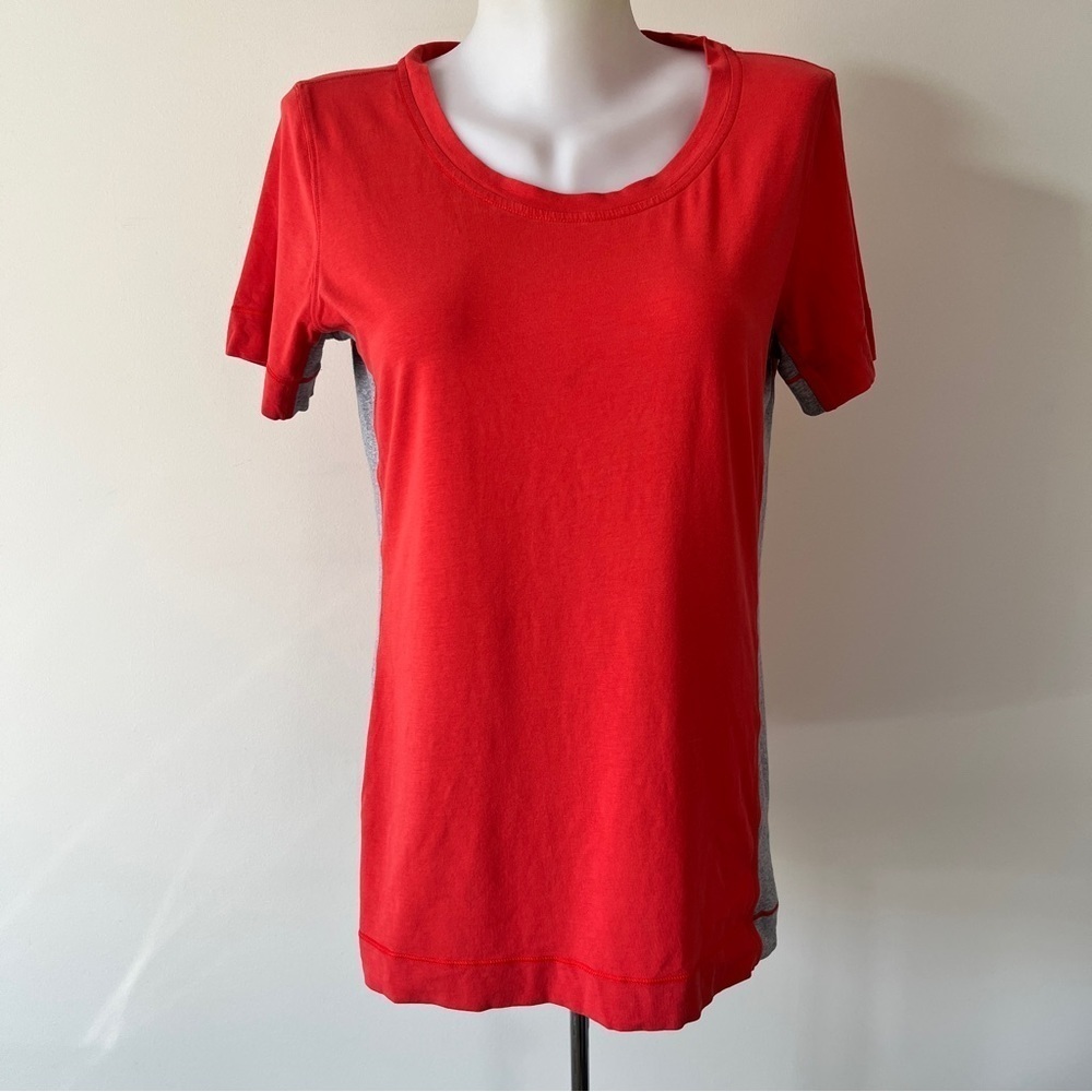 Lululemon Orange Gray Tee Tshirt Short Sleeve Top Athletic  Run Soft Sz Small